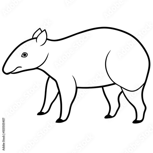Malayan tapir line art vector illustration