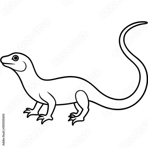 Nile monitor line-art vector illustration 
