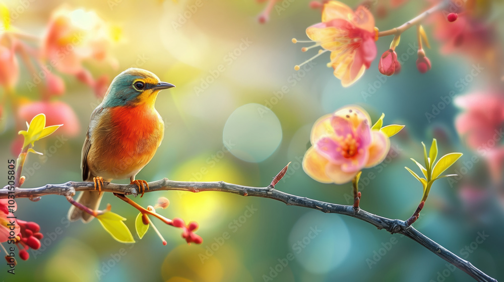 Stunning CloseUp of a Beautiful Bird on a Branch with Vibrant Colors and Intricate Details Stunning CloseUp of a Beautiful Bird on a Branch with Vibrant Colors and Intricate Details