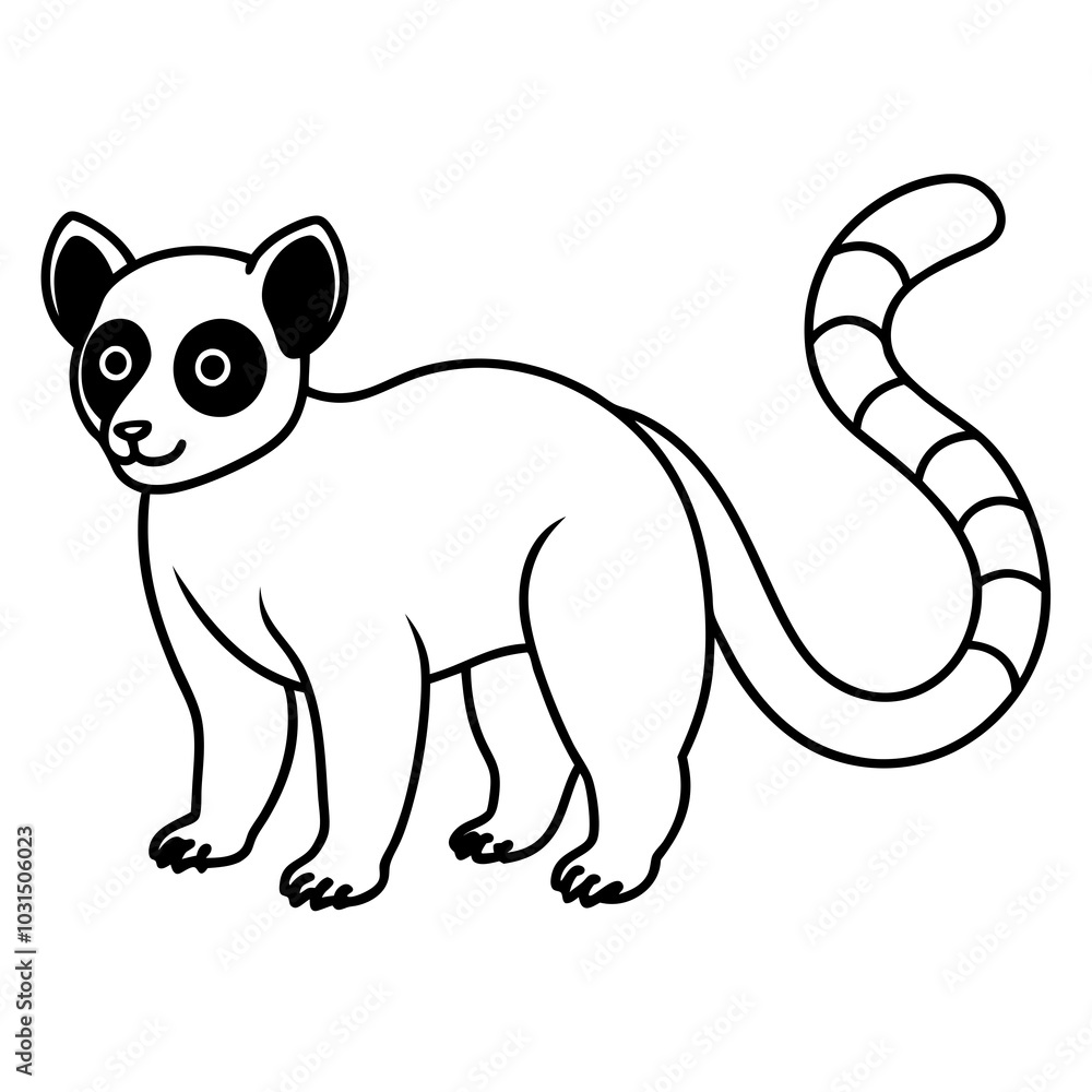 Fototapeta premium Ruffed lemur line art vector illustration 
