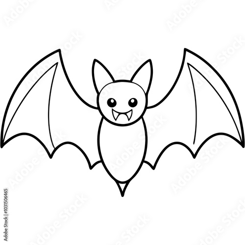 Vampire bat line art vector illustration photo