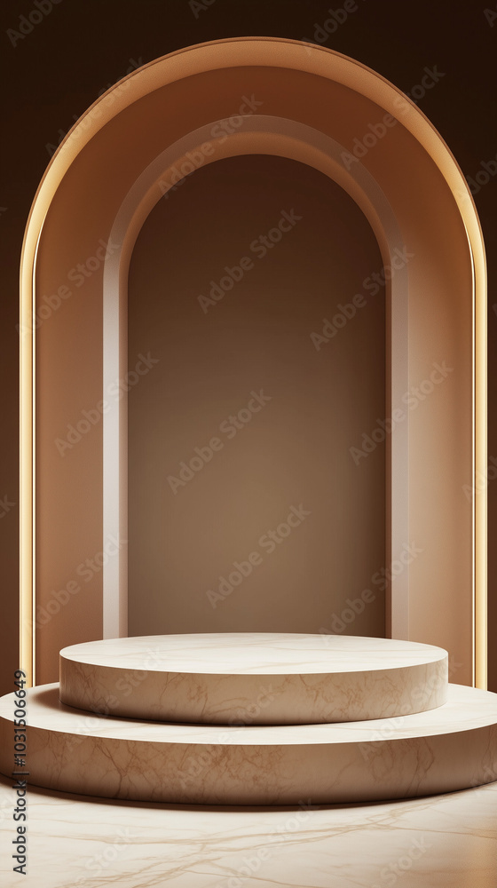 3D Ivory Podium on an Ivory Background for Product Display and Presentation. 3D Ivory Podium on an Ivory Background for Product Display and Presentation.