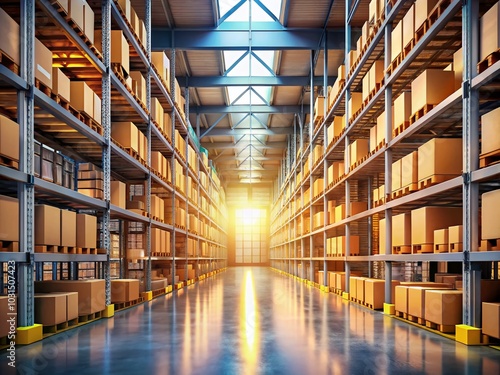 Wallpaper Mural Minimalist Warehouse with Shelves of Books and Boxes Labeled A - Tranquil Storage Space for Organization and Torontodigital.ca