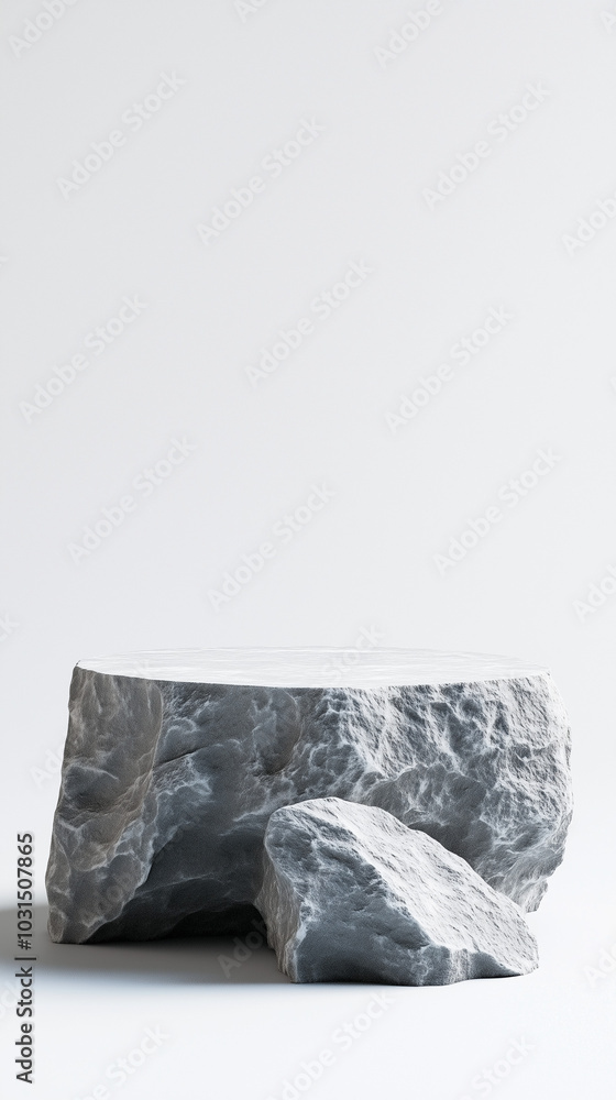 A Stone Podium on a White Background for Product Display and Presentation. A Stone Podium on a White Background for Product Display and Presentation.