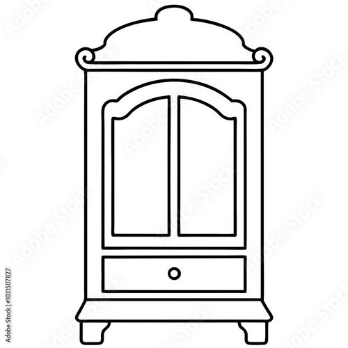  Curio cabinet line art vector illustration 