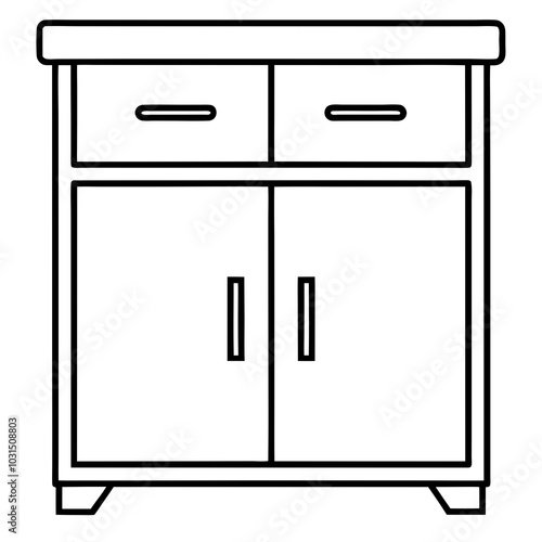  Kitchen cabinet line art vector illustration