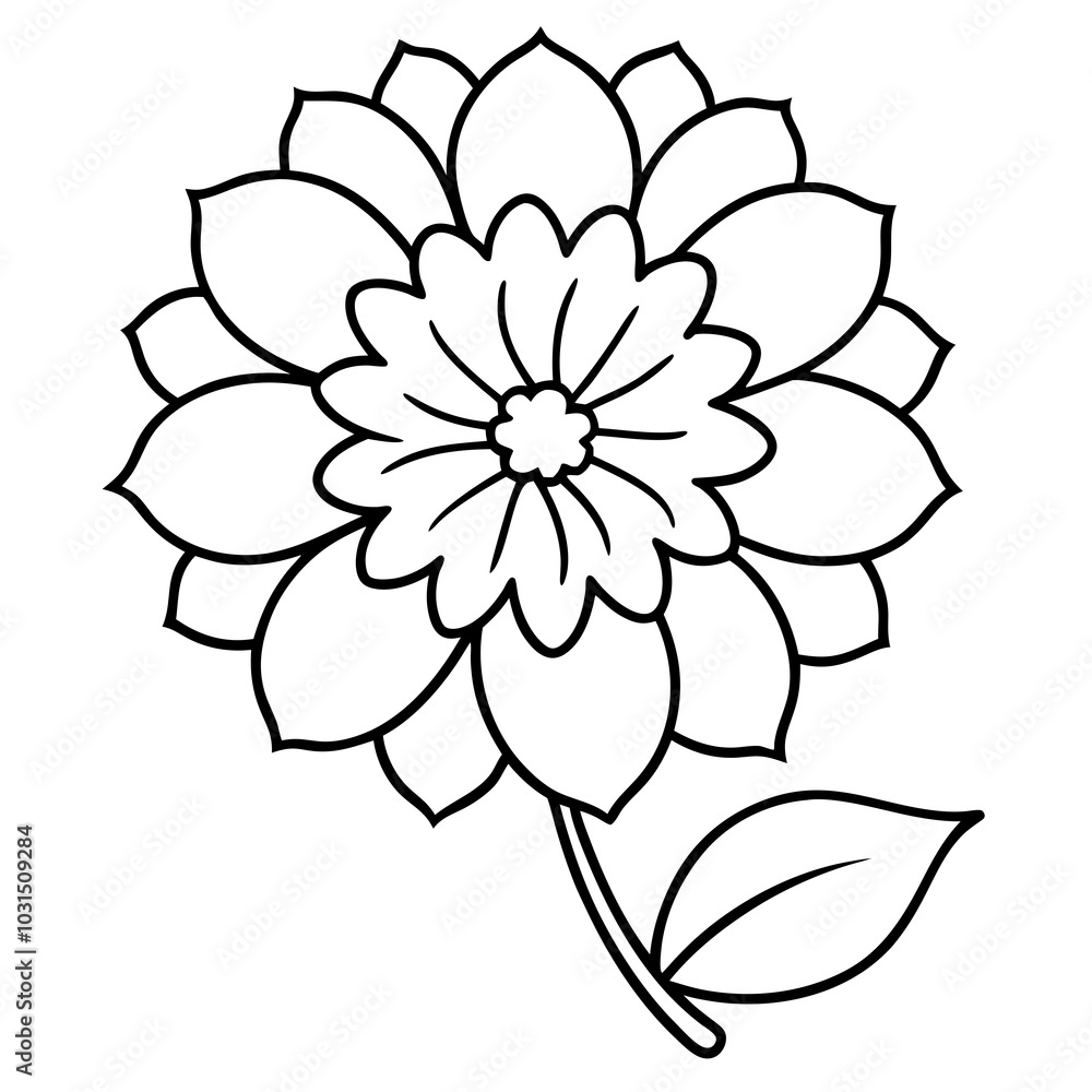 Fototapeta premium Marigold line art vector illustration