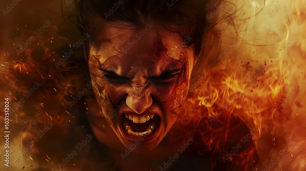 Woman in Flames: A Portrait of Raw Emotion Woman in Flames: A Portrait of Raw Emotion