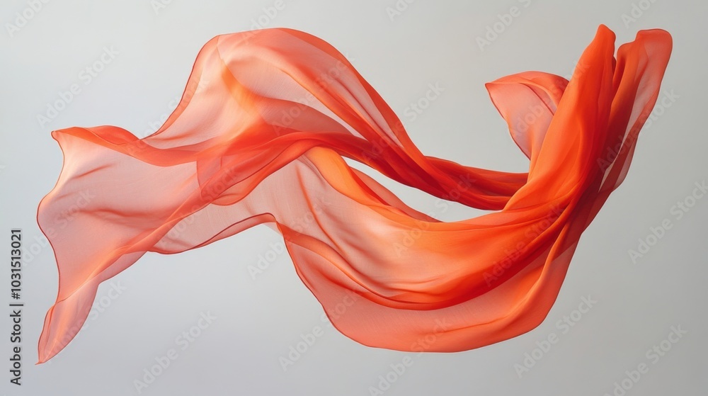 Flowing Orange Fabric on White Background. Flowing Orange Fabric on White Background.