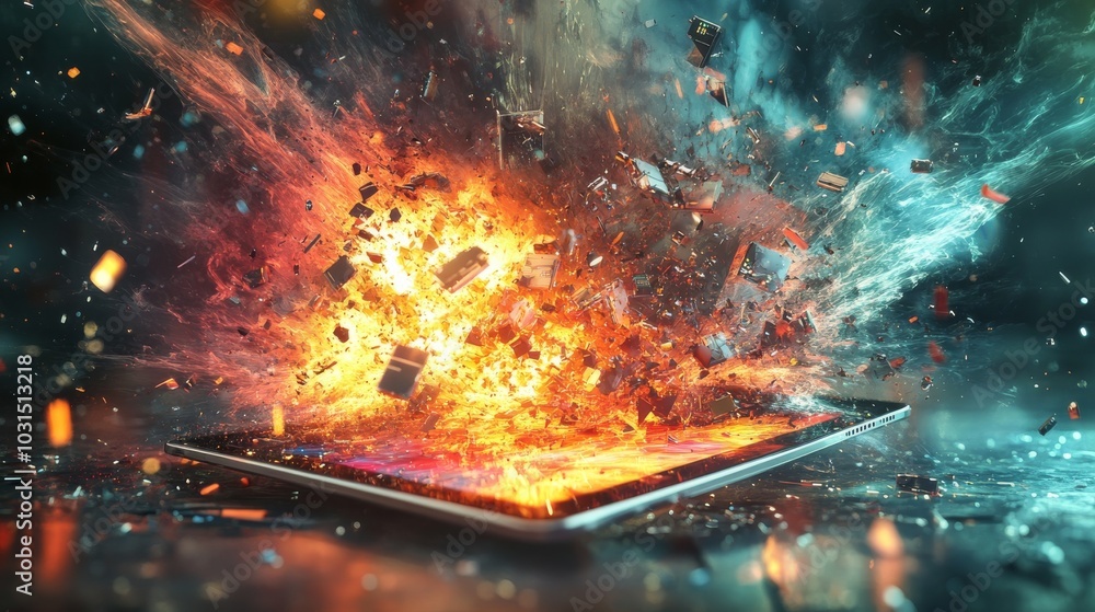 Exploding Tablet in Digital Chaos Exploding Tablet in Digital Chaos