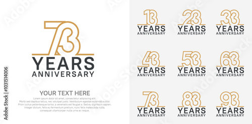 Anniversary logo set vector design, brown color for celebration event photo