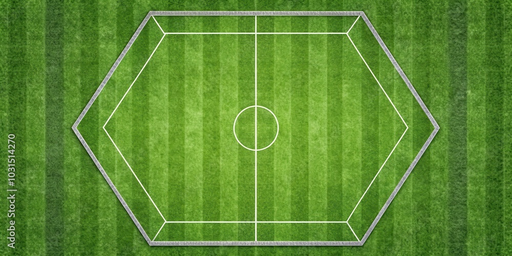 Football field in hexagon shape, sports, soccer, football, green, turf, game, competition, stadium, outdoor, field, hexagonal, shape Football field in hexagon shape, sports, soccer, football, green, turf, game, competition, stadium, outdoor, field, hexagonal, shape