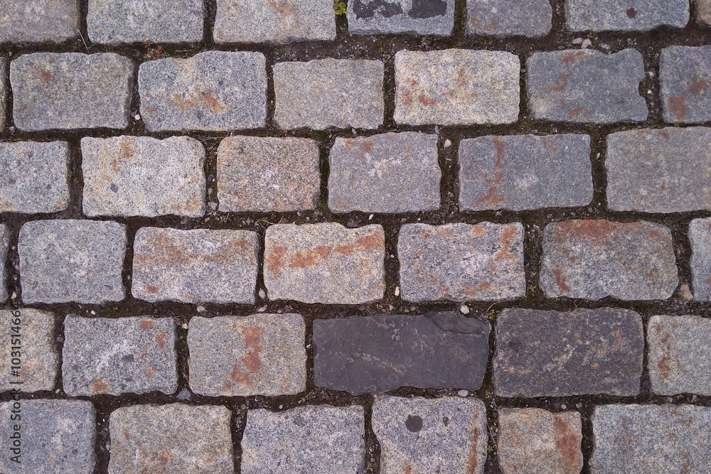 Paving stones. Rough background of masonry. Uneven brick surface Paving stones. Rough background of masonry. Uneven brick surface