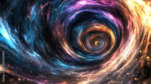 Abstract Cosmic Vortex - Swirling Galaxy with Stars and Nebula - Space Background.