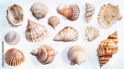 Seashells Watercolor Painting