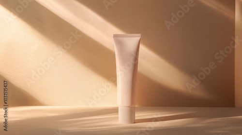 Minimalist Cream Tube on Neutral Background