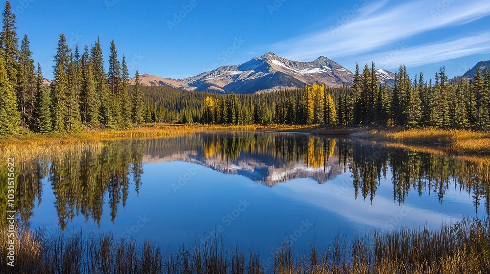 Serene Mountain Reflection in Calm Lake Serene Mountain Reflection in Calm Lake