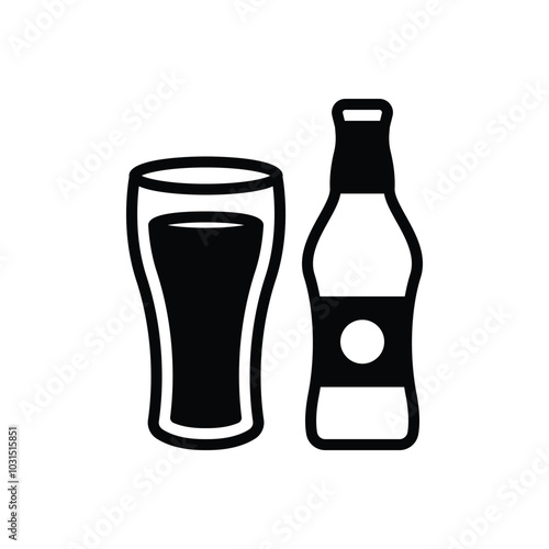 Black solid icon for cold drink