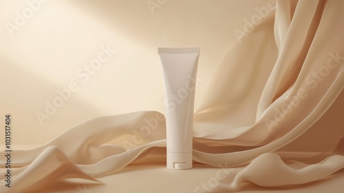 Elegant Beige Cream Tube with Soft Drapery Background photo