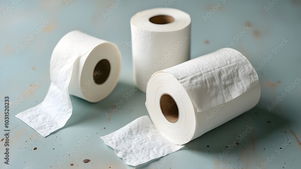 Three toilet paper rolls for bathroom sanitary facility household personal care essentials Three toilet paper rolls for bathroom sanitary facility household personal care essentials