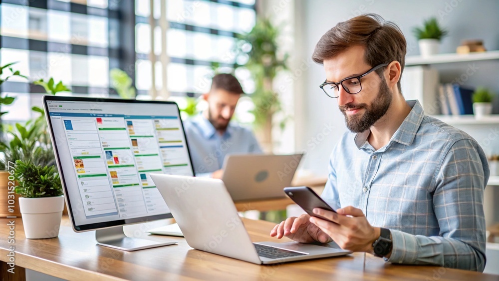 A freelancer managing multiple clients on a task management app A freelancer managing multiple clients on a task management app