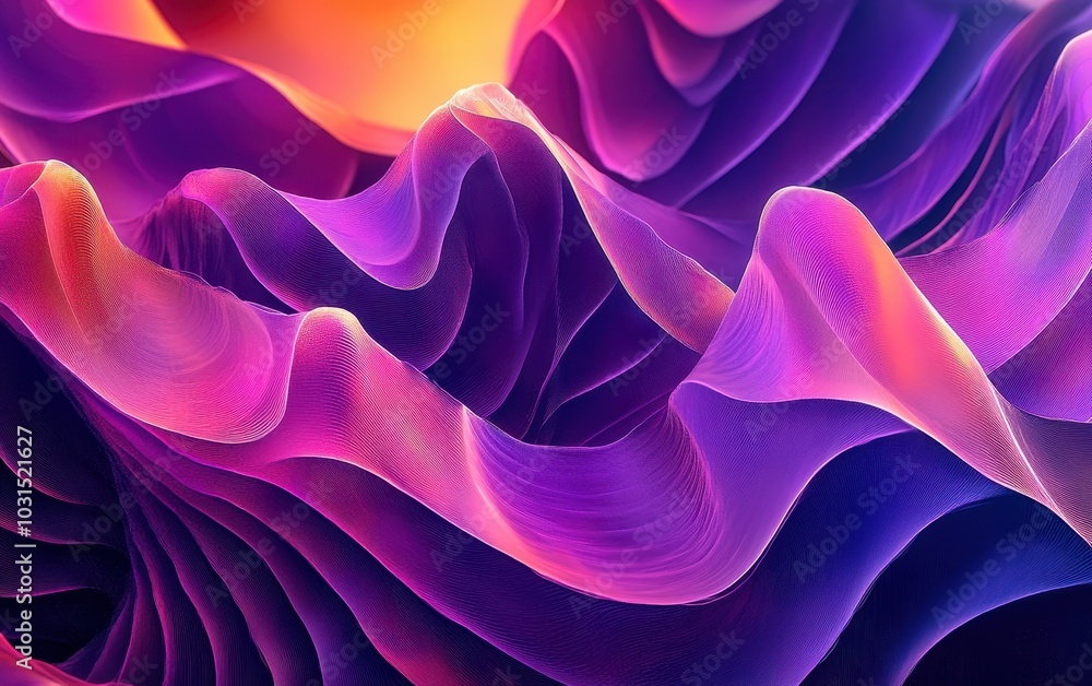 Fototapeta premium Abstract Purple and Pink Wavy Lines Background - Digital Art, Geometric Shapes, Modern Design.