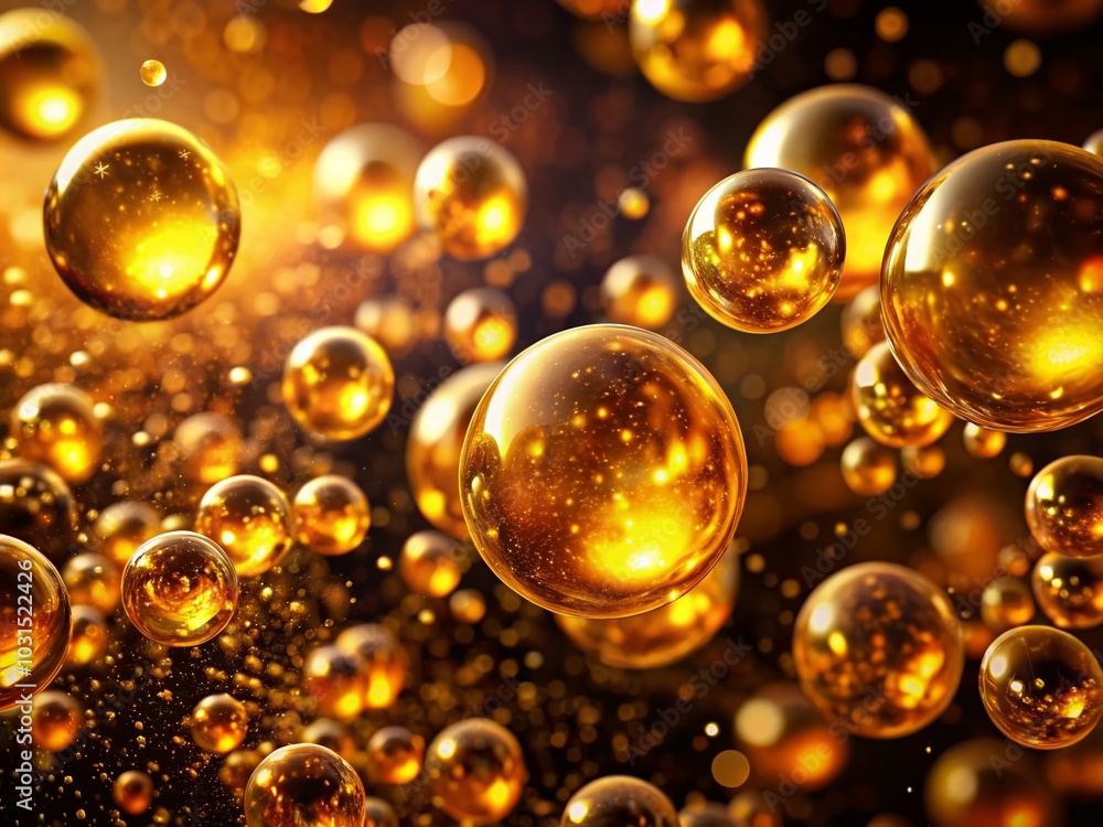 Mysterious Golden Glowing Bubbles Ascending in a Magical Atmosphere - Full HD Conceptual Photography Mysterious Golden Glowing Bubbles Ascending in a Magical Atmosphere - Full HD Conceptual Photography