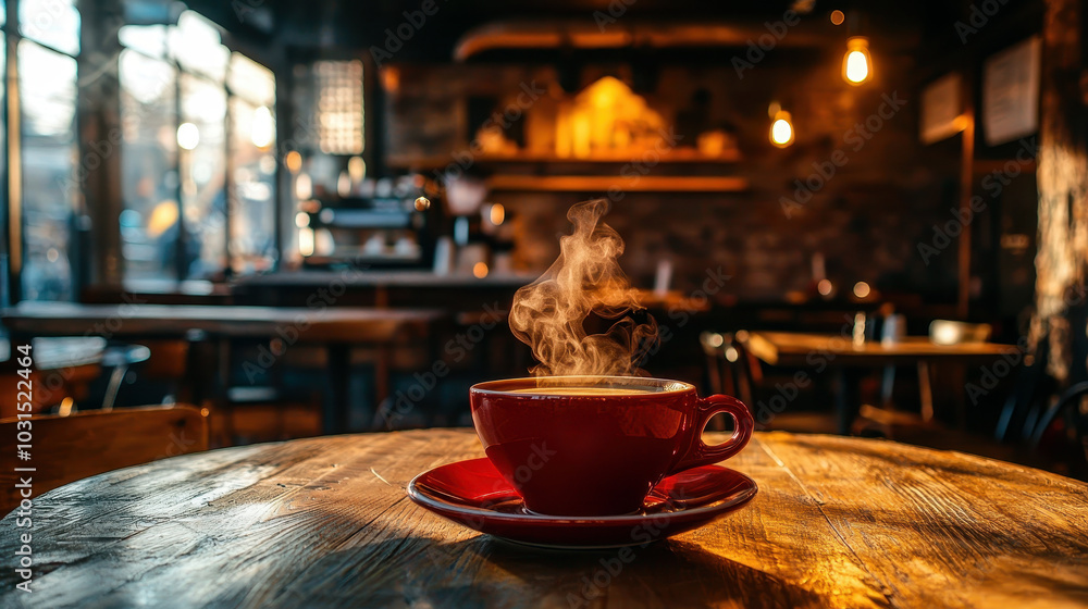 Cozy Coffee Cup in a Warm Cafe Atmosphere Cozy Coffee Cup in a Warm Cafe Atmosphere