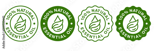 Essential oil drop icon for beauty and skincare natural product certificate label. Essential oils sticker logo for body lotion, cream and shampoo moisturizer, spa wellness fragrance.