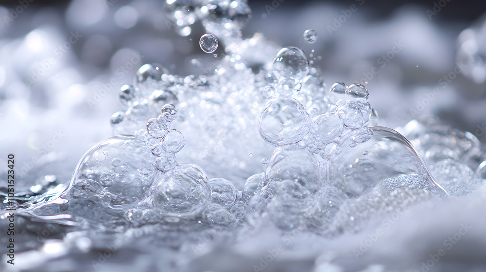A close-up of a cluster of tiny bubbles forming on the surface of soapy water A close-up of a cluster of tiny bubbles forming on the surface of soapy water