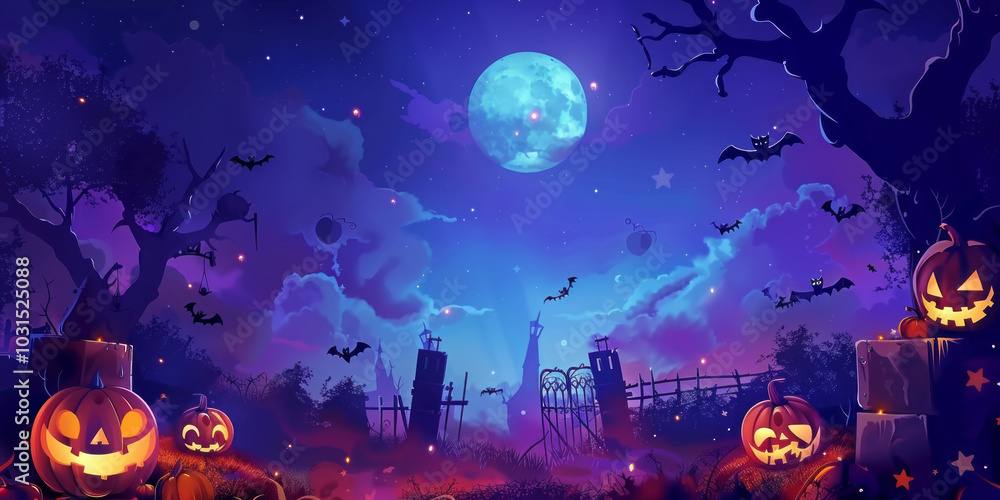 pumpkins on a spooky Halloween night ,Generated By Ai pumpkins on a spooky Halloween night ,Generated By Ai
