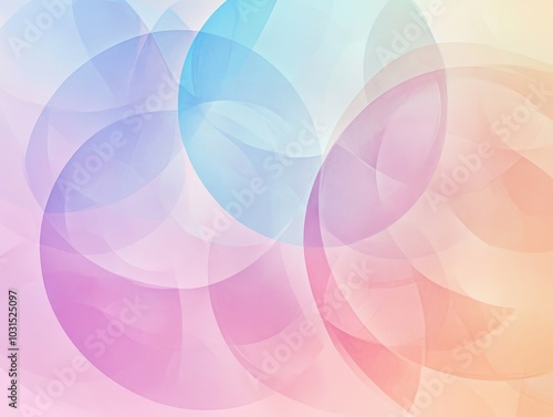 Abstract Pastel Background with Overlapping Circles in Pink, Blue and Yellow Tones.