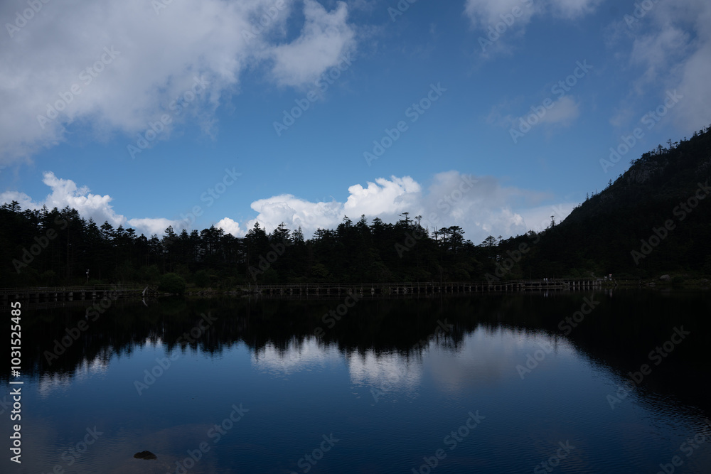 Fototapeta premium reflection of clouds in the lake