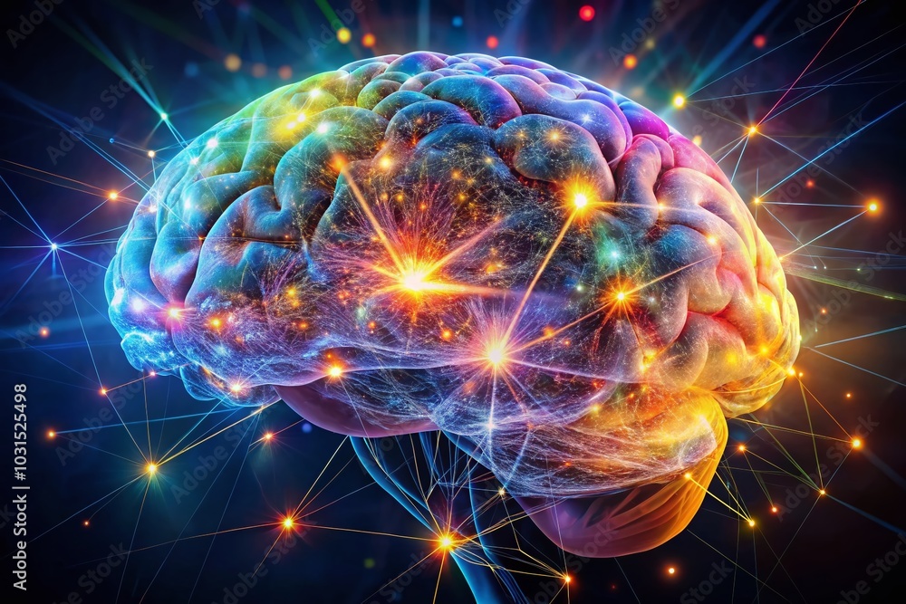 Neural Activity and AI: Double Exposure of a Glowing Brain with Neural Connections Neural Activity and AI: Double Exposure of a Glowing Brain with Neural Connections