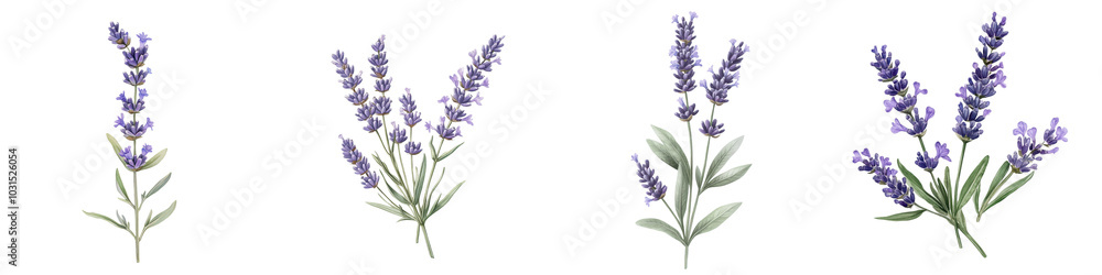 Fototapeta premium Closeup view of beautiful lush lavender flowers blooming in a peaceful rural countryside setting The vibrant purple hues and delicate petals create a calming