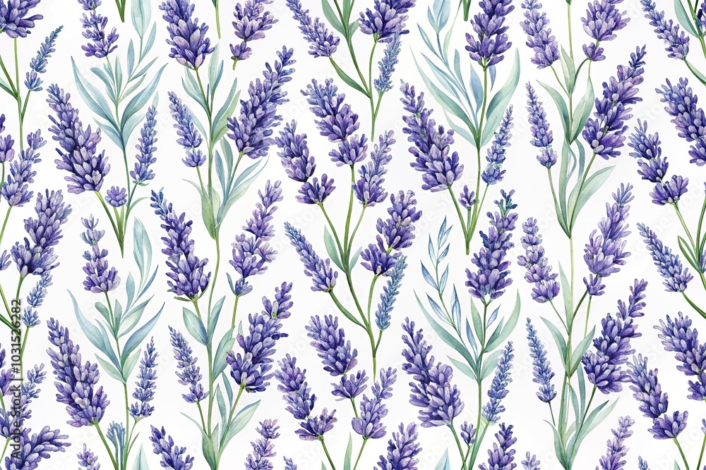 Seamless asymmetrical pattern featuring lavender blue flowers Seamless asymmetrical pattern featuring lavender blue flowers