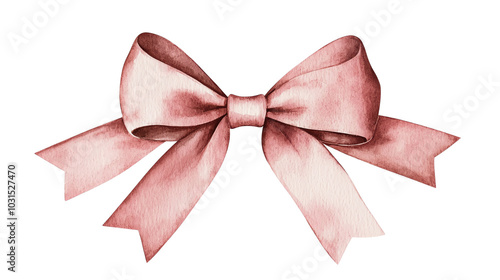 Elegant pink watercolor bow, perfect for decorations, invitations, and creative projects, adding a touch of charm and sophistication.