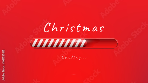 Christmas loading bar vector illustration. progress with lettering. Merry Christmas and Happy New Year countdown, website banner 4k size screen. Invitation card, Event placard, holiday expectation