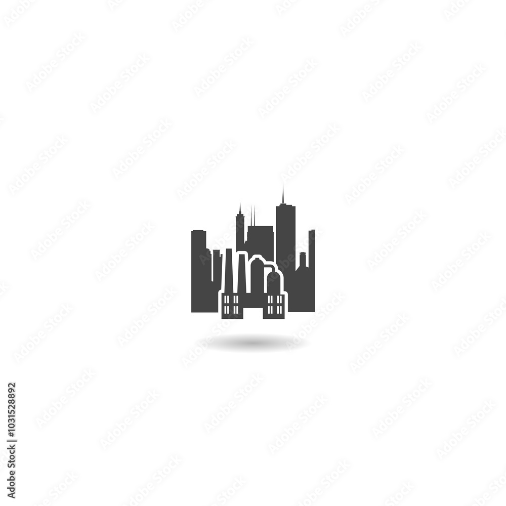 Eco Plant recycling garbage icon with shadow