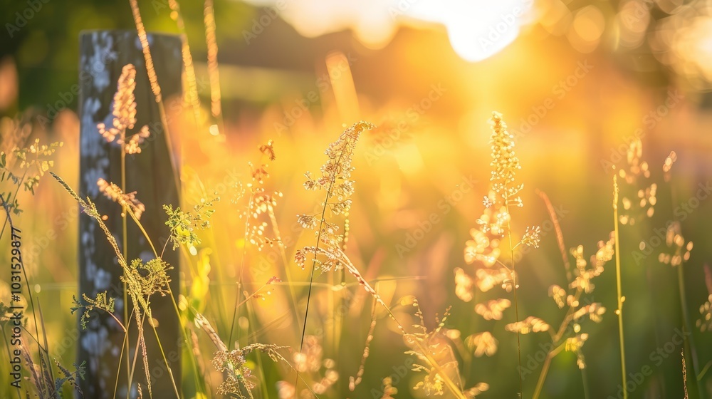 Golden Hour Glow on Meadow Grass Golden Hour Glow on Meadow Grass