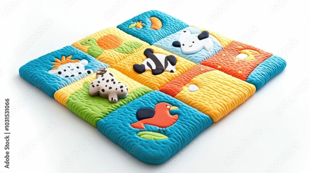 Soft and Plush Baby Play Mat Featuring Vibrant Colorful Patterns and Playful Animal Designs Perfect for Stimulating Infant and Toddler Development and in the Nursery or Playroom Soft and Plush Baby Play Mat Featuring Vibrant Colorful Patterns and Playful Animal Designs Perfect for Stimulating Infant and Toddler Development and in the Nursery or Playroom