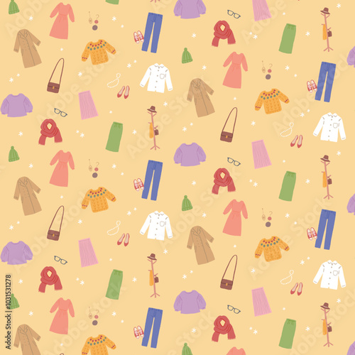 いろんな洋服のイラストのパターン