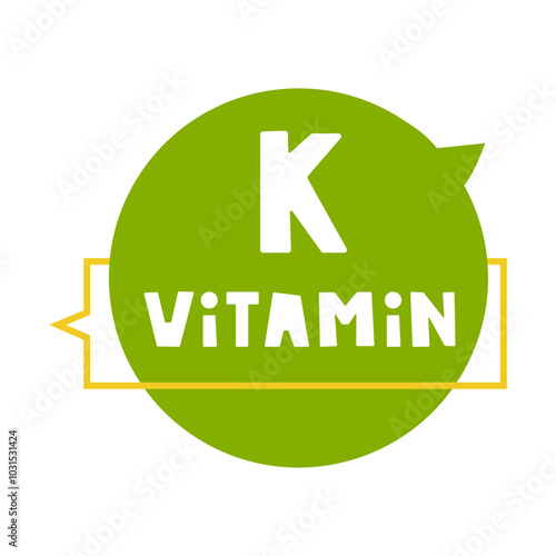 Vitamin K. Green color badge. Medical concept. Vector illustration on white background.