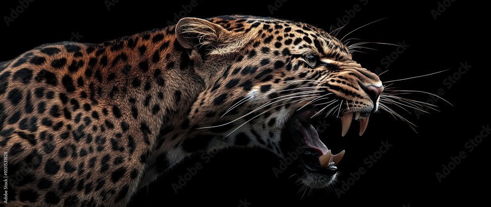 Obraz premium A Powerful Roaring Leopard