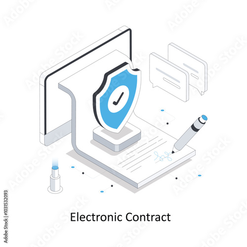 Electronic Contract isometric stock illustration. EPS File stock illustration