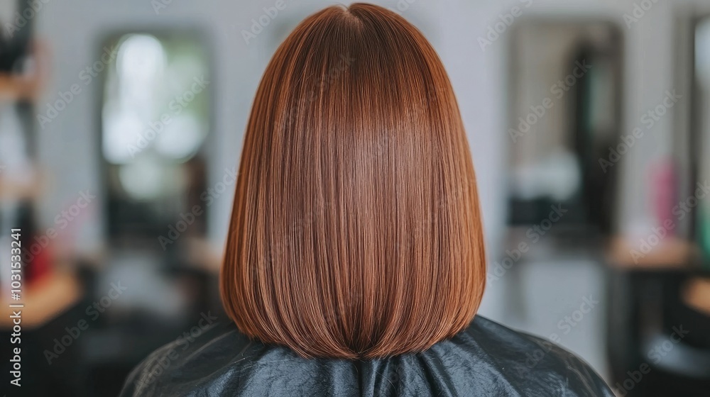Closeup of a professional hairstylist using a flat iron to straighten and smooth a woman s hair in a modern well lit salon setting The focused and precise styling technique creates a sleek shiny Closeup of a professional hairstylist using a flat iron to straighten and smooth a woman s hair in a modern well lit salon setting The focused and precise styling technique creates a sleek shiny