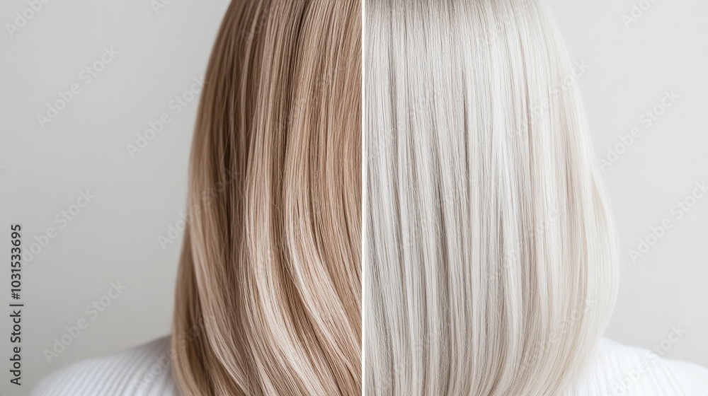 Fototapeta premium Skilled Hairstylist Expertly Partings and Highlighting a Woman s Hair During a Detailed Balayage Coloring Session at a Professional Salon