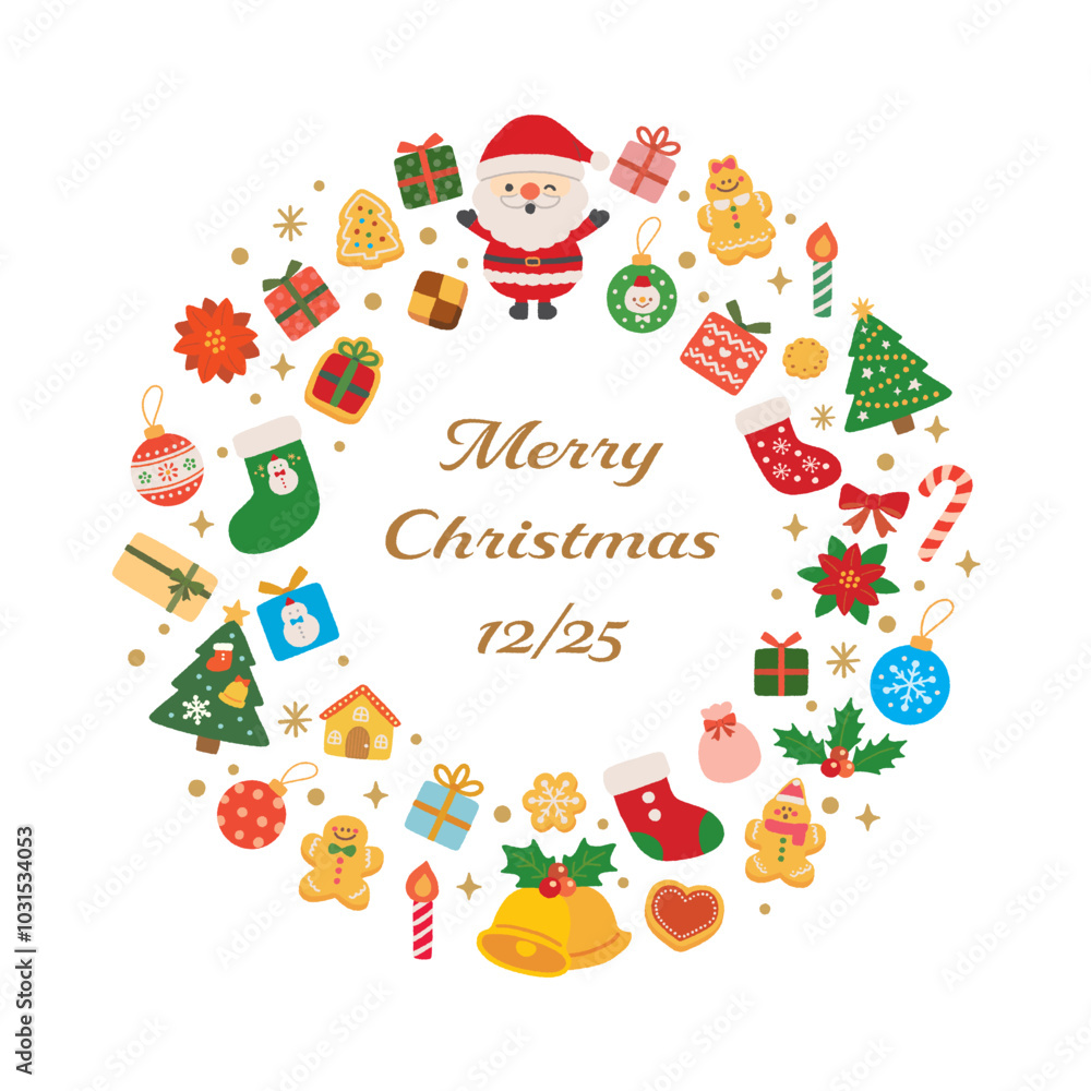 Fototapeta premium クリスマスアイコンのフレームイラスト