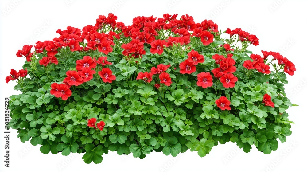 Bush of red geraniums, pelargonium on white background Bush of red geraniums, pelargonium on white background