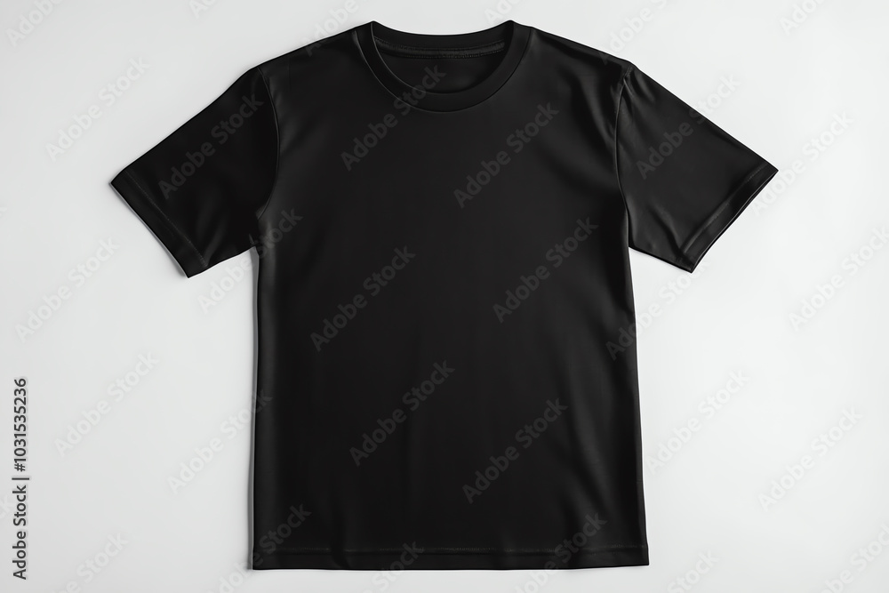 Black t-shirt on a white isolated background, perfect for casual wear, promotions, and fashion shoots. Black t-shirt on a white isolated background, perfect for casual wear, promotions, and fashion shoots.